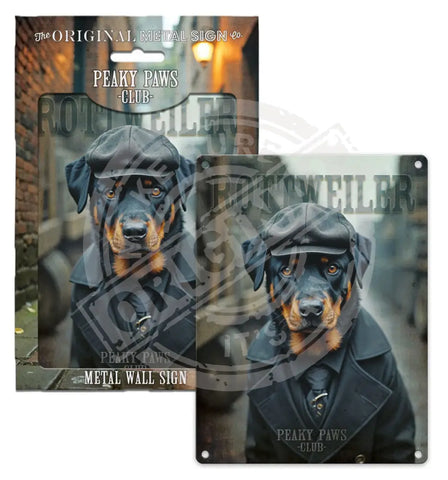 PEAKY PAWS CLUB - Rottweiler Fridge Magnet Metal Signs