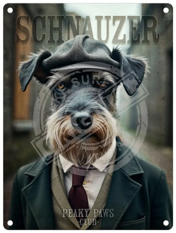 PEAKY PAWS CLUB - Schnauzer Fridge Magnet Metal Signs