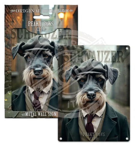 PEAKY PAWS CLUB - Schnauzer Fridge Magnet Metal Signs