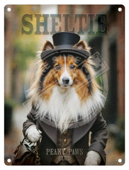 PEAKY PAWS CLUB - Sheltie Mini Metal Sign 15cm x 20cm Metal Signs