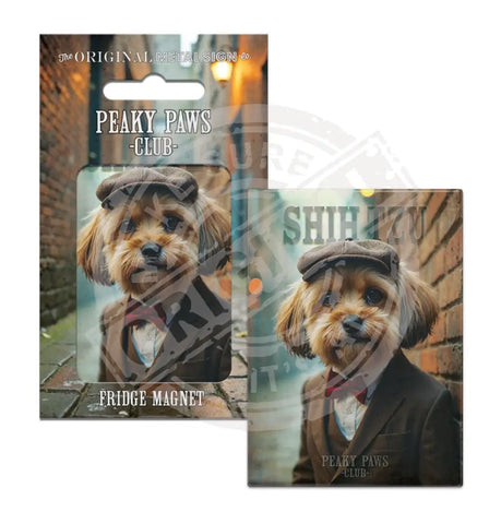 PEAKY PAWS CLUB - Shih Tzu Brown Fridge Magnet Metal Signs