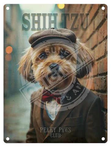 Peaky Paws Club - Shih Tzu Brown Metal Signs