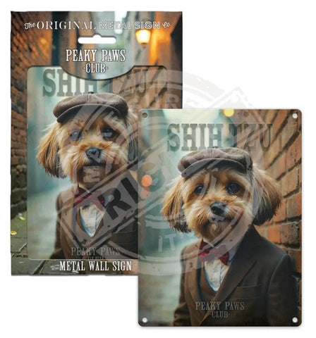 PEAKY PAWS CLUB - Shih Tzu Brown Fridge Magnet Metal Signs