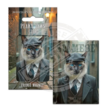 PEAKY PAWS CLUB - Siamese Cat Fridge Magnet Metal Signs