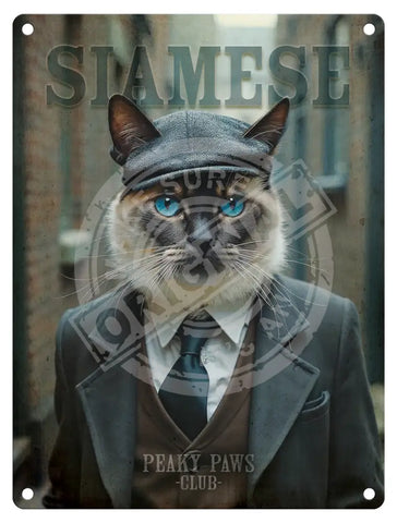 PEAKY PAWS CLUB - Siamese Cat Fridge Magnet Metal Signs
