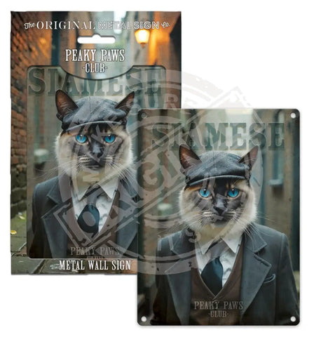 PEAKY PAWS CLUB - Siamese Cat Fridge Magnet Metal Signs