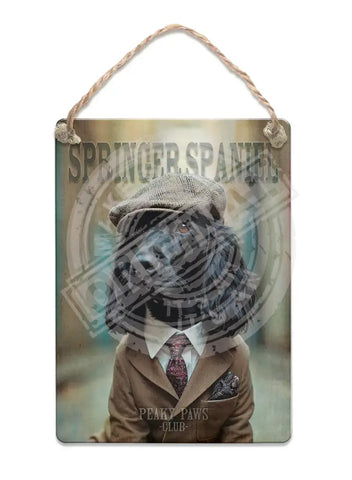 PEAKY PAWS CLUB - Springer Spaniel Black Fridge Magnet Metal Signs