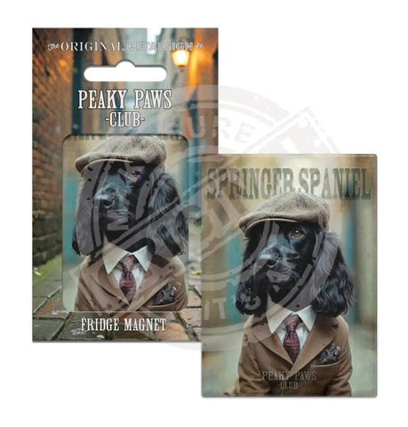 PEAKY PAWS CLUB - Springer Spaniel Black Fridge Magnet Metal Signs