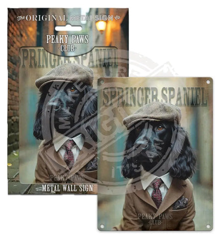 PEAKY PAWS CLUB - Springer Spaniel Black Fridge Magnet Metal Signs