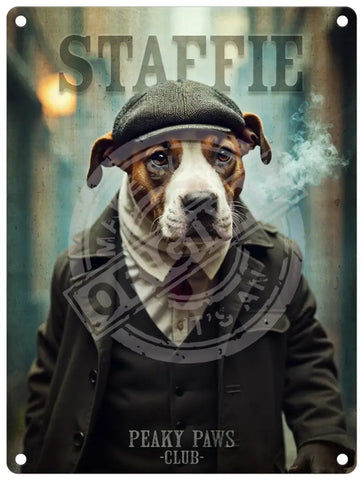 PEAKY PAWS CLUB - Staffie Fridge Magnet Metal Signs