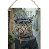 PEAKY PAWS CLUB - Tabby Cat Dangler Metal Signs