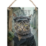 PEAKY PAWS CLUB - Tabby Cat Dangler Metal Signs
