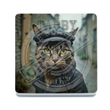 PEAKY PAWS CLUB - Tabby Cat Melamine Coaster Metal Signs