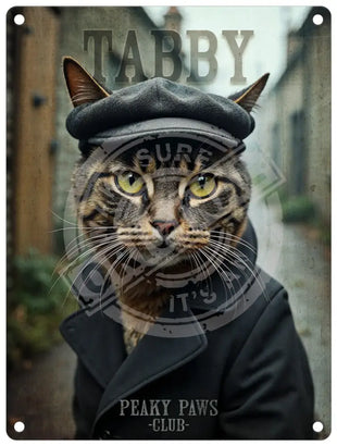 Peaky Paws Club - Tabby Cat Metal Signs