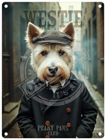 PEAKY PAWS CLUB - Westie Fridge Magnet Metal Signs