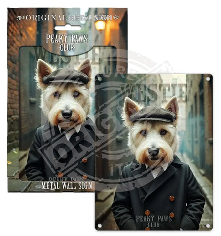 PEAKY PAWS CLUB - Westie Fridge Magnet Metal Signs