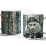 PEAKY PAWS CLUB - White Cat Mug Metal Signs
