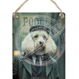 PEAKY PAWS CLUB - White Poodle Dangler Metal Signs