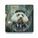 PEAKY PAWS CLUB - White Poodle Melamine Coaster Metal Signs