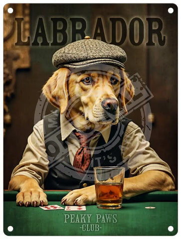 Peaky Paws Club - Yellow Labrador Metal Signs