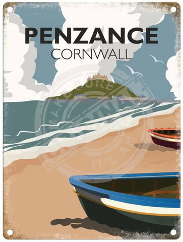 Penzance Cornwall metal sign