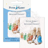 Beatrix Potter Peter Rabbit Benjamin Bunny cuddling fridge magnet