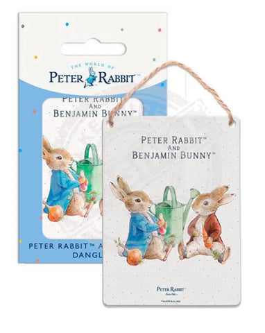 Beatrix Potter Peter Rabbit Benjamin Bunny sitting metal wall sign