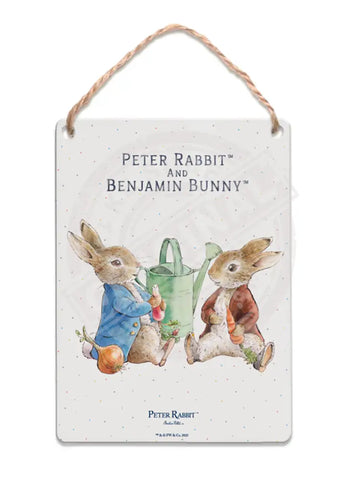 Peter Rabbit and Benjamin Bunny Mini Metal Sign 15cm x 20cm Metal Signs
