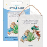 Beatrix Potter Peter Rabbit Benjamin Bunny eating lettuce metal dangler sign