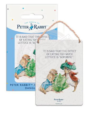 Beatrix Potter Peter Rabbit Benjamin Bunny eating lettuce metal wall sign