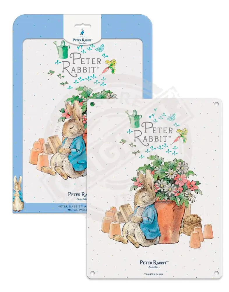 Peter Rabbit Restroom Sign Peter Rabbit - asleep by plant pot – The Original Metal Sign Company