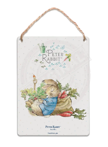 Peter Rabbit - asleep on radish sack Mini Metal Sign 15cm x 20cm Metal Signs