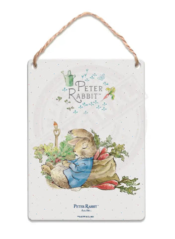 Peter Rabbit - asleep on radish sack Mini Metal Sign 15cm x 20cm Metal Signs
