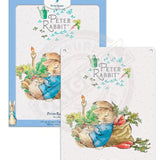 Peter Rabbit asleep next to radish sack metal sign