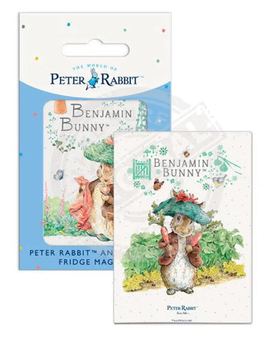 Peter Rabbit Benjamin Bunny holding blanket metal sign