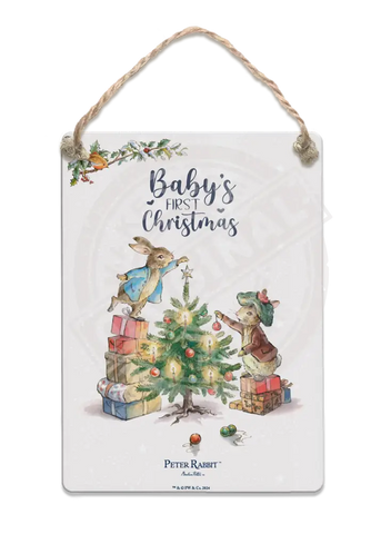 Peter Rabbit Christmas - Baby’s First Mini Metal Sign 15Cm X 20Cm Signs