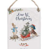 Peter Rabbit Christmas - Our First Dangler Metal Signs