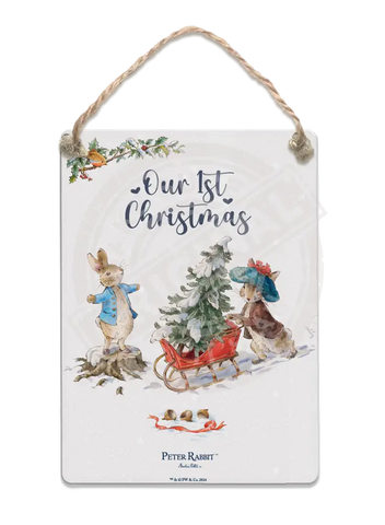 Peter Rabbit Christmas - Our First Mini Metal Sign 15Cm X 20Cm Signs