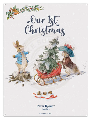 Peter Rabbit Christmas - Our First Mini Metal Sign 15Cm X 20Cm Signs