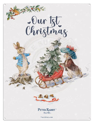 Peter Rabbit Christmas - Our First Mini Metal Sign 15Cm X 20Cm Signs