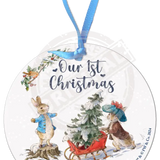 Peter Rabbit Christmas - Our First Round Bauble Dangler Metal Signs