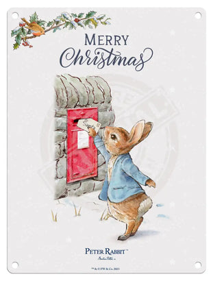 Peter Rabbit Christmas - Postbox Mini Metal Sign 15Cm X 20Cm Signs