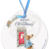 Peter Rabbit Christmas - Postbox Round Bauble Dangler Metal Signs