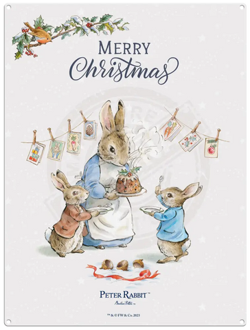 Peter Rabbit Christmas - Pudding Mini Metal Sign 15Cm X 20Cm Signs