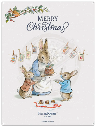 Peter Rabbit Christmas - Pudding Mini Metal Sign 15Cm X 20Cm Signs