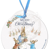 Peter Rabbit Christmas - Pudding Round Bauble Dangler Metal Signs