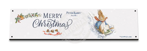 Peter Rabbit Christmas - Sledging Mini Metal Sign 15Cm X 20Cm Signs