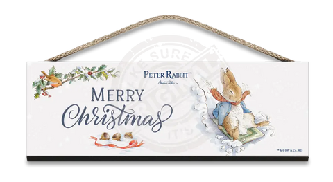 Peter Rabbit Christmas - Sledging Mini Metal Sign 15Cm X 20Cm Signs