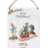 Peter Rabbit Christmas - Sleigh Dangler Metal Signs