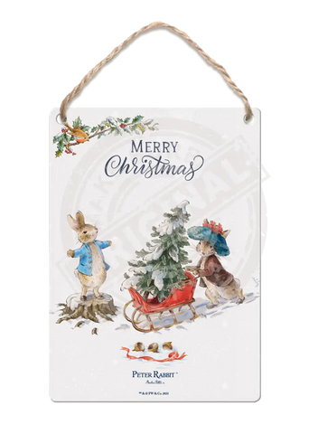 Peter Rabbit Christmas - Sleigh Mini Metal Sign 15Cm X 20Cm Signs